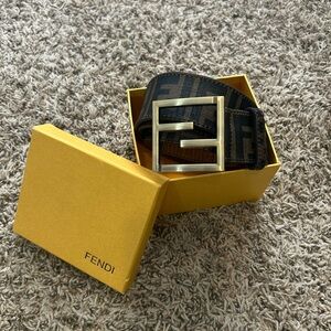 Fendi Black and Brown Logo Belt